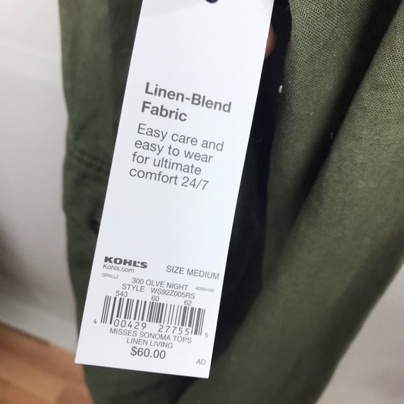 Sonoma Linen Blend Olive Green Jacket - Picture 9 of 9